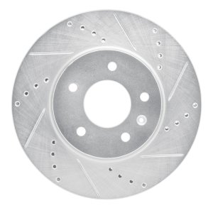 Chevrolet Equinox Brake Rotor (1) - Front Right - R1 Concepts - Drilled & Slotted - Silver - `07-`15
